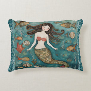 Mermaid Watercolor  Decorative Cushion
