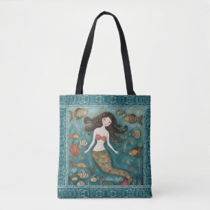 Mermaid Watercolor Personalised Tote Bag
