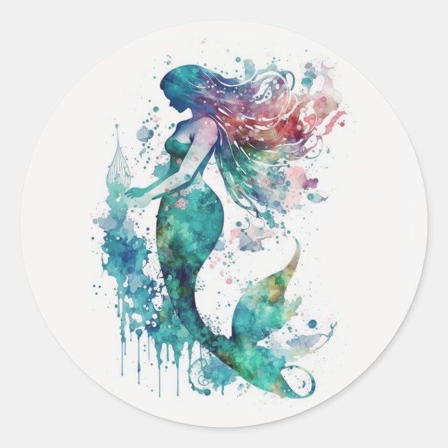 Mermaid watercolor sticker (Front)