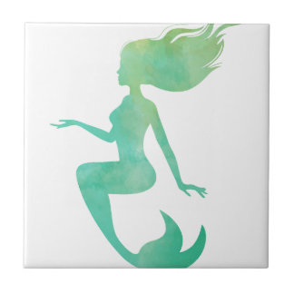 Mermaid watercolor tile