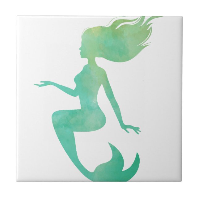 Mermaid watercolor tile (Front)