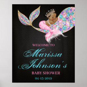 Mermaid Welcome Sign Baby Shower African American