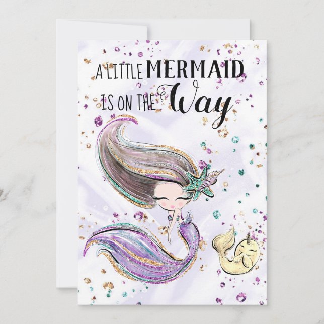 ~ Mermaid Whaleicorn Cute Baby Shower Invitation (Front)