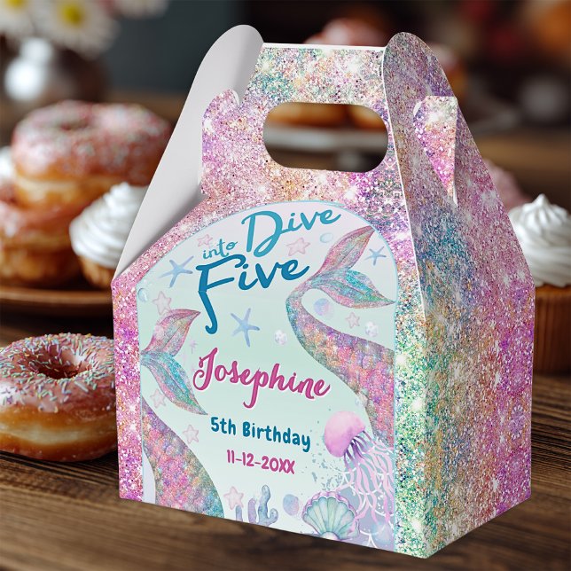 Mermaid whimsical fifth birthday custom favour box (Creator Uploaded)