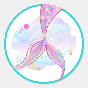 Mermaid Whimsical Under The Sea Birthday Party Classic Round Sticker
