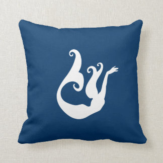 mermaid White on blue pillow