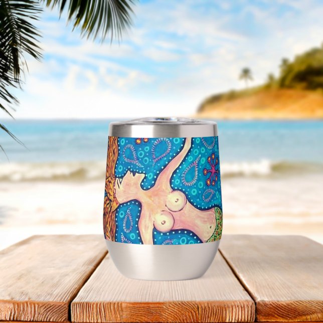 Mermaid Wine Tumbler Water Bottle (Beach (Rotated))