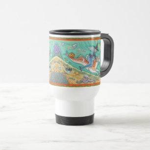 MERMAID WITCH, HALLOWEEN MERHORSE COMMUTER MUG Wht
