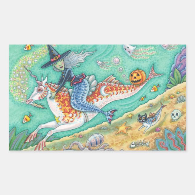 MERMAID WITCH, HALLOWEEN MERHORSE FANTASY STICKERS (Front)