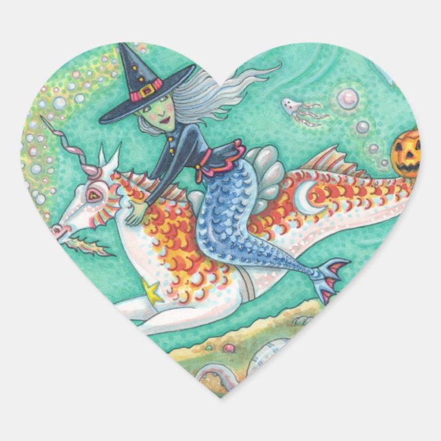 MERMAID WITCH, HALLOWEEN MERHORSE FANTASY STICKERS (Front)