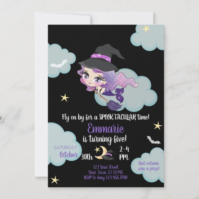 Mermaid Witch Halloween Party Invitation (Front)