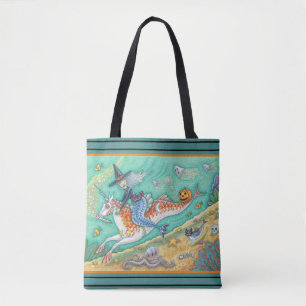 MERMAID WITCH, UNICORN MERHORSE SHOULDER TOTE BAG