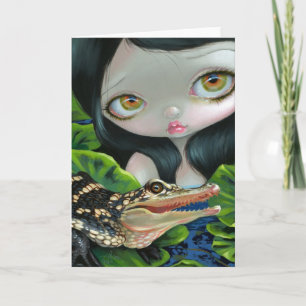 "Mermaid with a Baby Alligator" Greeting Card