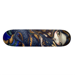 Mermaid with a Black Sea Serpent SKATEBOARD dragon