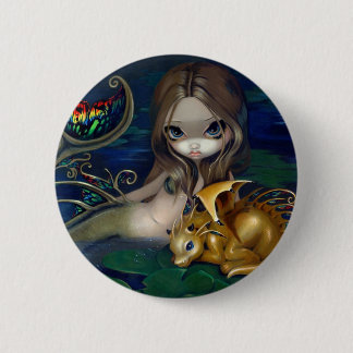 "Mermaid with a Golden Dragon" Button