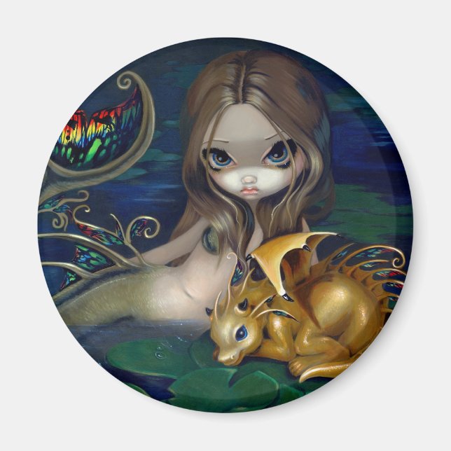 "Mermaid with a Golden Dragon" Magnet (Front)