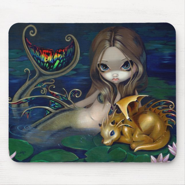 "Mermaid with a Golden Dragon" Mousepad (Front)