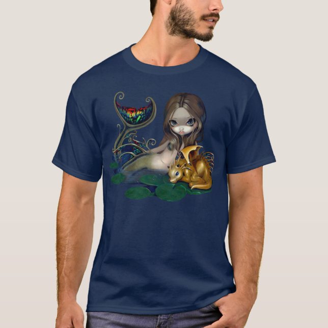 Mermaid with a Golden Dragon Shirt fantasy art (Front)