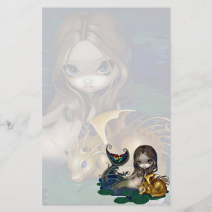 "Mermaid with a Golden Dragon" Stationery