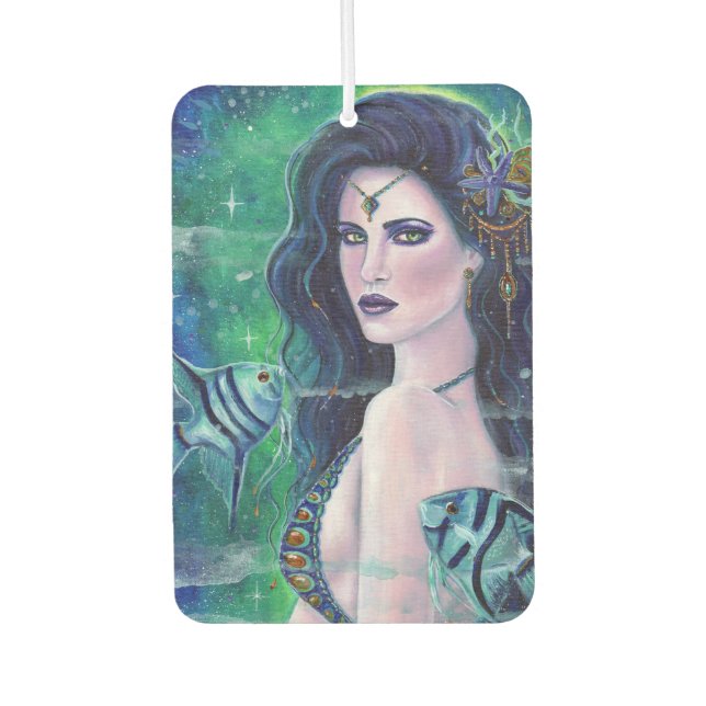 Mermaid with angel fish by Renee lavoie Car Air Freshener (Front)