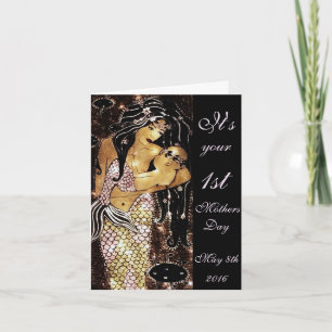 Mermaid with baby 1st mothers day card