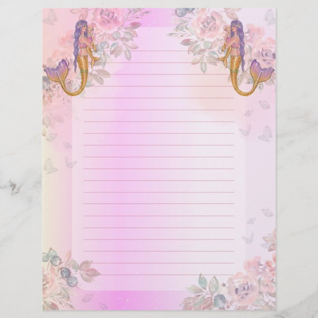 Mermaid with baby art by Renee Lavoie Custom Letterhead (Front)