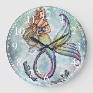 Mermaid with Baby Seals Clock