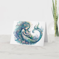 Mermaid with Baby Watercolor New infant Shower