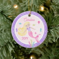 Mermaid with Blonde Hair Pink & Purple Keepsake