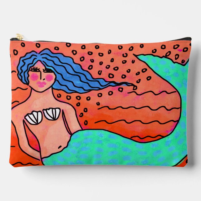 Mermaid with Blue Hair Abstract Art Accessory Pouch (Front)