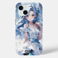 Mermaid with Blue Hair in a Blue Dress Custom Name