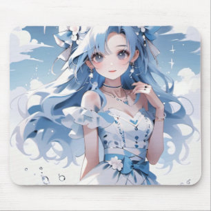 Mermaid with Blue Hair in a Blue Dress Mouse Mat