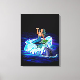 Mermaid with Dolphin Canvas Print