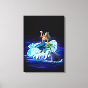 Mermaid with Dolphin Canvas Print