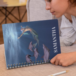 Mermaid With Dolphin Friends Ocean  Notebook