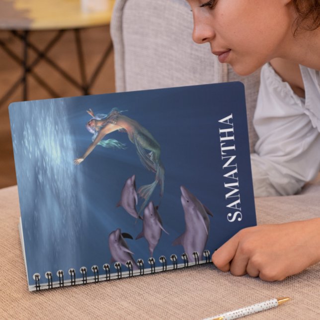Mermaid With Dolphin Friends Ocean  Notebook (Creator Uploaded)