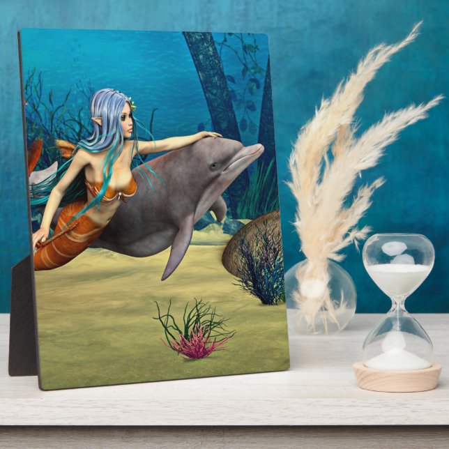 Mermaid with Dolphin Plaque (Side)