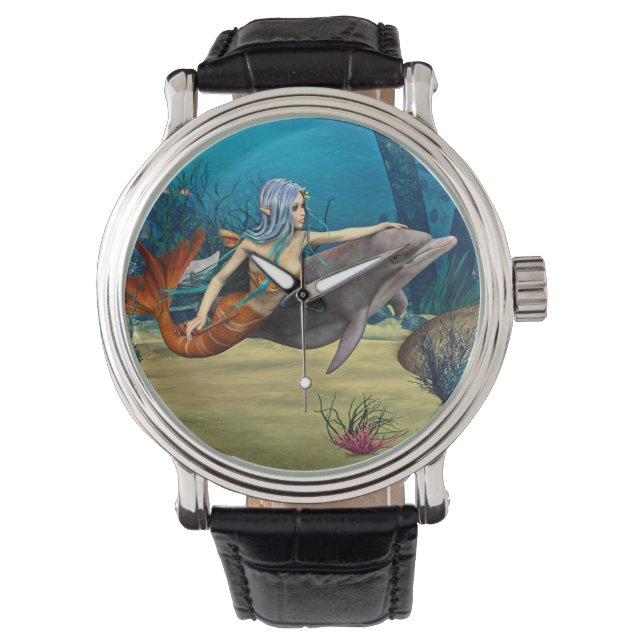 Mermaid with Dolphin Watch (Front)