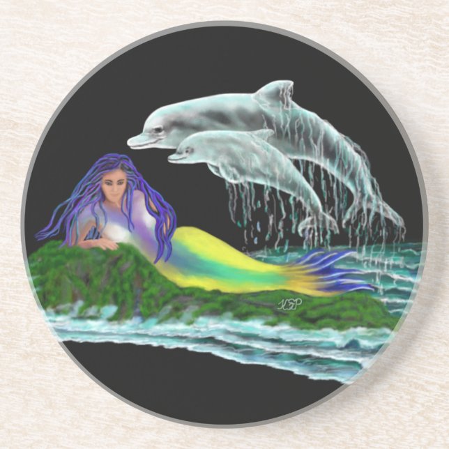 Mermaid with Dolphins Coaster (Front)