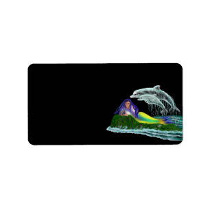 Mermaid with Dolphins Label