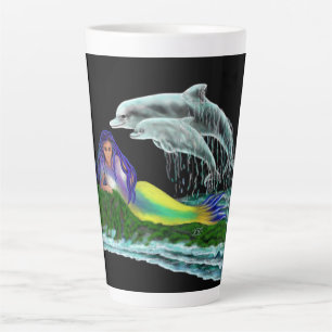 Mermaid with Dolphins Latte Mug