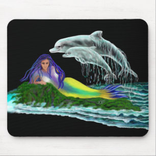 Mermaid with Dolphins Mouse Mat