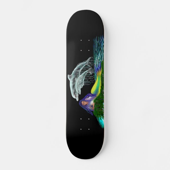 Mermaid with Dolphins Skateboard (Front)