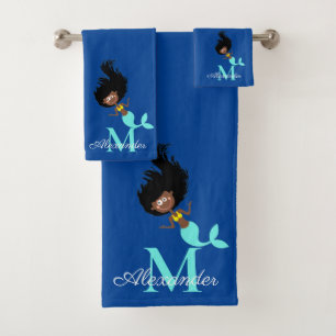 Mermaid with Dreadlocks hair Girl Bath Towel Set