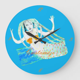 Mermaid with Dreadlocks Thunder_Cove Large Clock