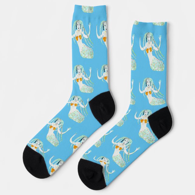 Mermaid with Dreadlocks Thunder_Cove Socks (Left)