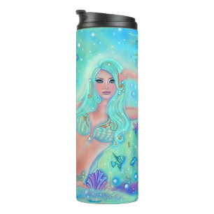 Mermaid with flowers and fish by Renee Lavoie Thermal Tumbler