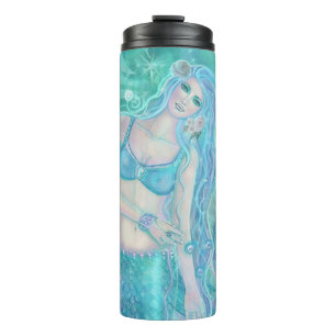 Mermaid with flowers and fish by Renee Lavoie Thermal Tumbler