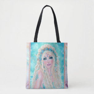 Mermaid with flowers art by Renee Lavoie Tote Bag