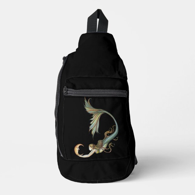 Mermaid with Moon Fantasy Art Sling Bag (Front)